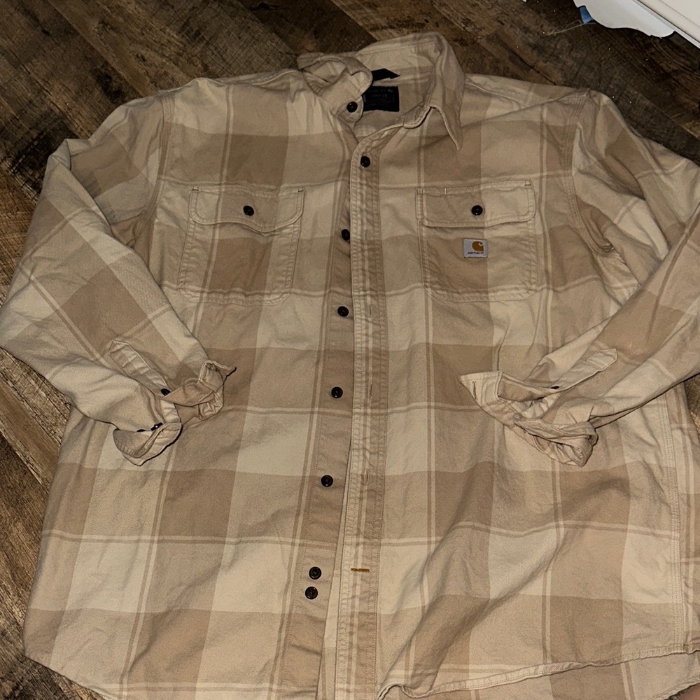Carhartt Men's Beige Plaid Shirt Jacket
